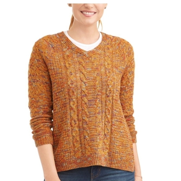 🦋 Time and Tru Womens V-Neck Boucle Sweater - Picture 1 of 6